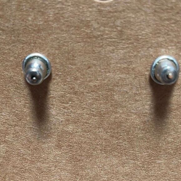 Multicolor Striped Enamel Goldtone Metal Oval Post Earrings Artsy Rainbow - Picture 4 of 4